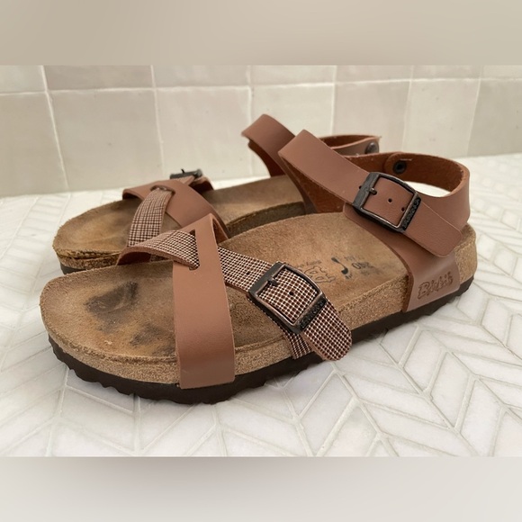 Birkenstock Birki’s Lillie Brown Plaid Ankle Strap Women 37 / US 6 Sandals Fall - Picture 3 of 7